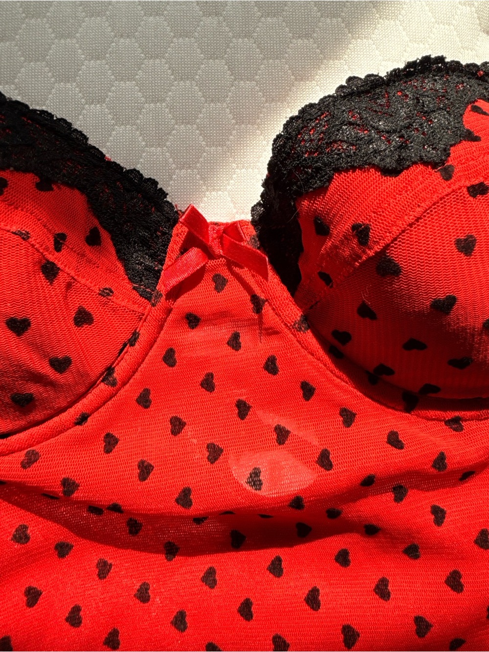 adidas Red Bustier Top with Black Lace Trim - Picture 4 of 7